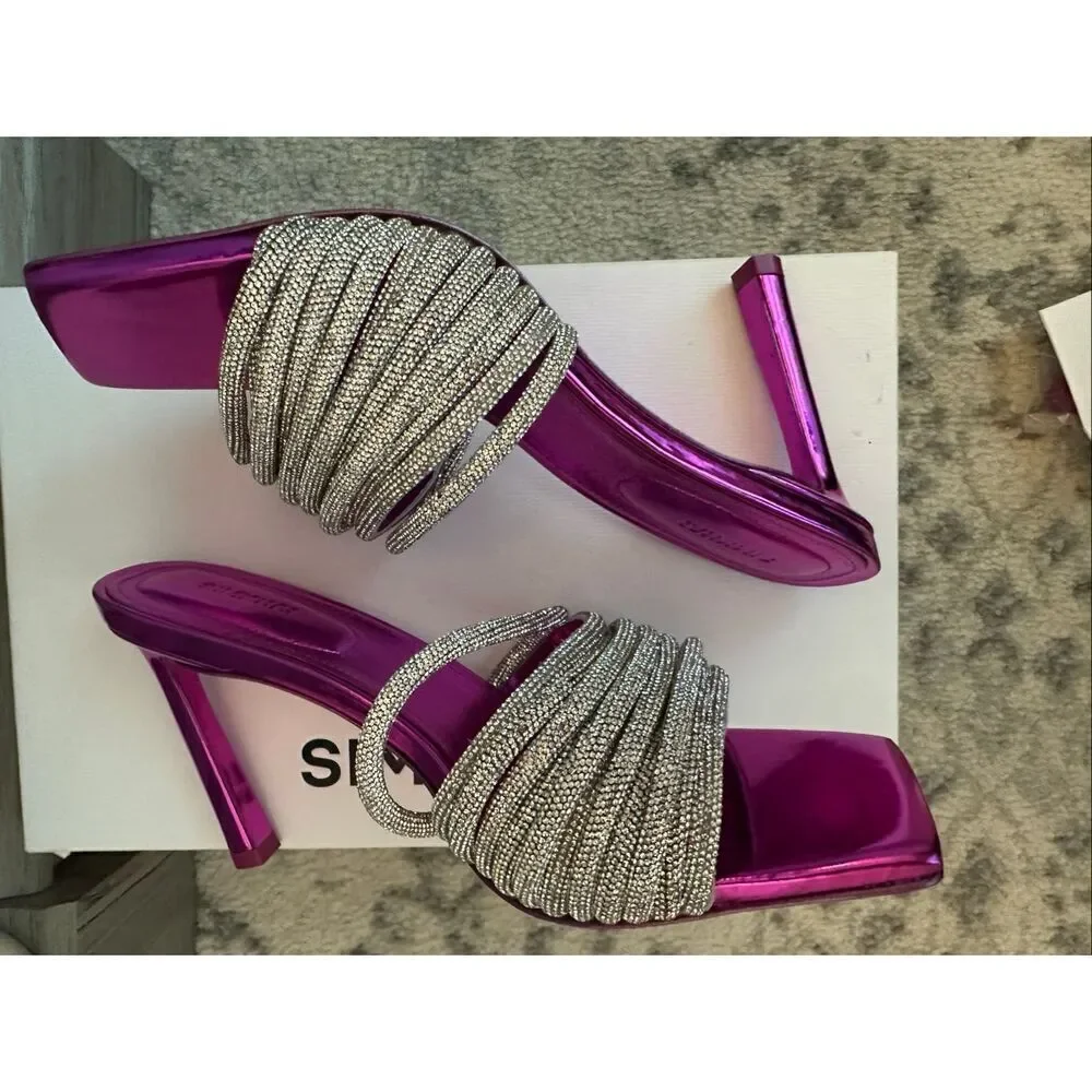 Jonathan Simkhai Lena Metallic Multi Crystal Strap Size 38 / 7.5 NEW
